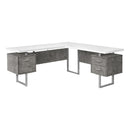  Monarch I 7618 Computer Desk - White/Concrete-Look/Silver Metal IMAGE 1