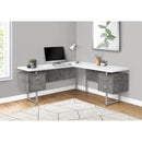  Monarch I 7618 Computer Desk - White/Concrete-Look/Silver Metal IMAGE 2