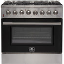  Forno Galiano Alta Qualita 36-inch Freestanding Dual Fuel Range with Convection Technology FFSGS6156-36BLK IMAGE 1